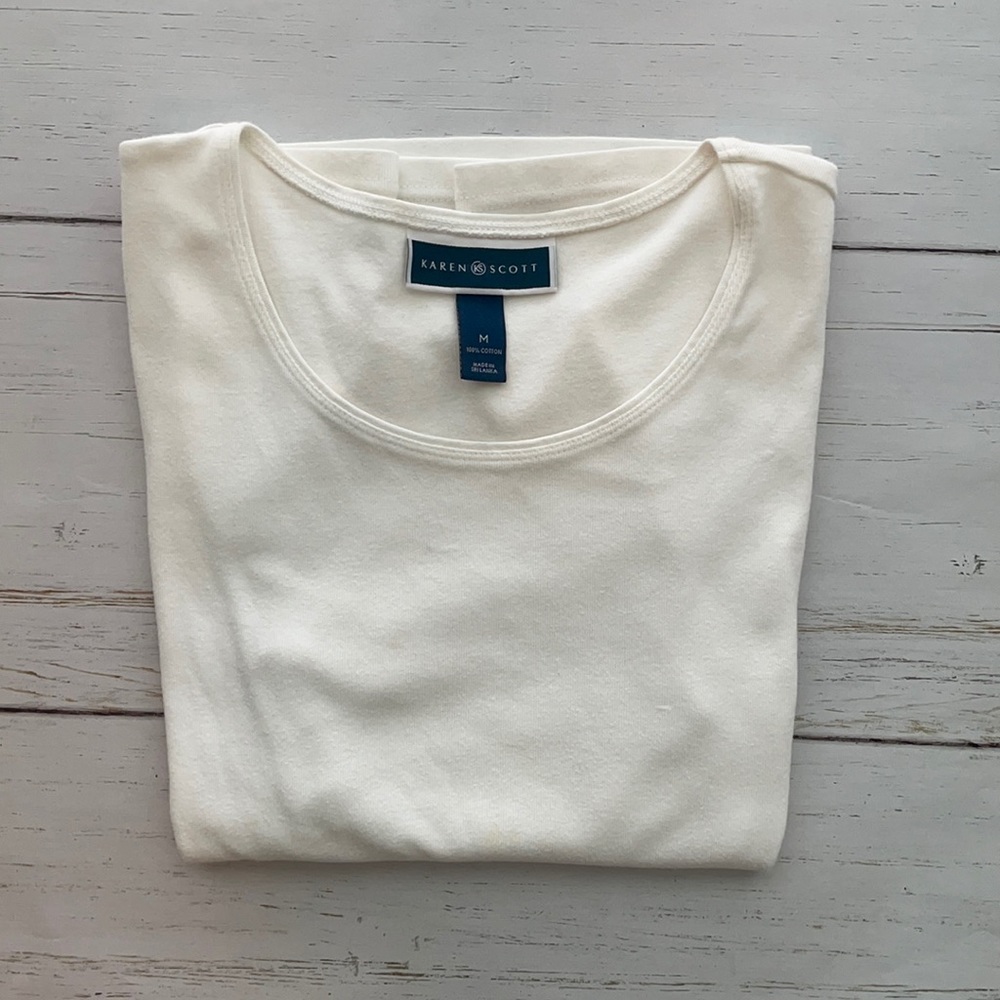 Karen Scott White Round Neck Tee